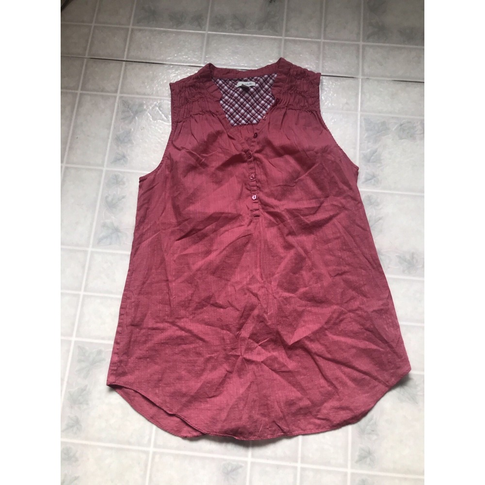 Anthropologie Odille Sleeveless Top Pink Button Front Cotton Womens Size 2